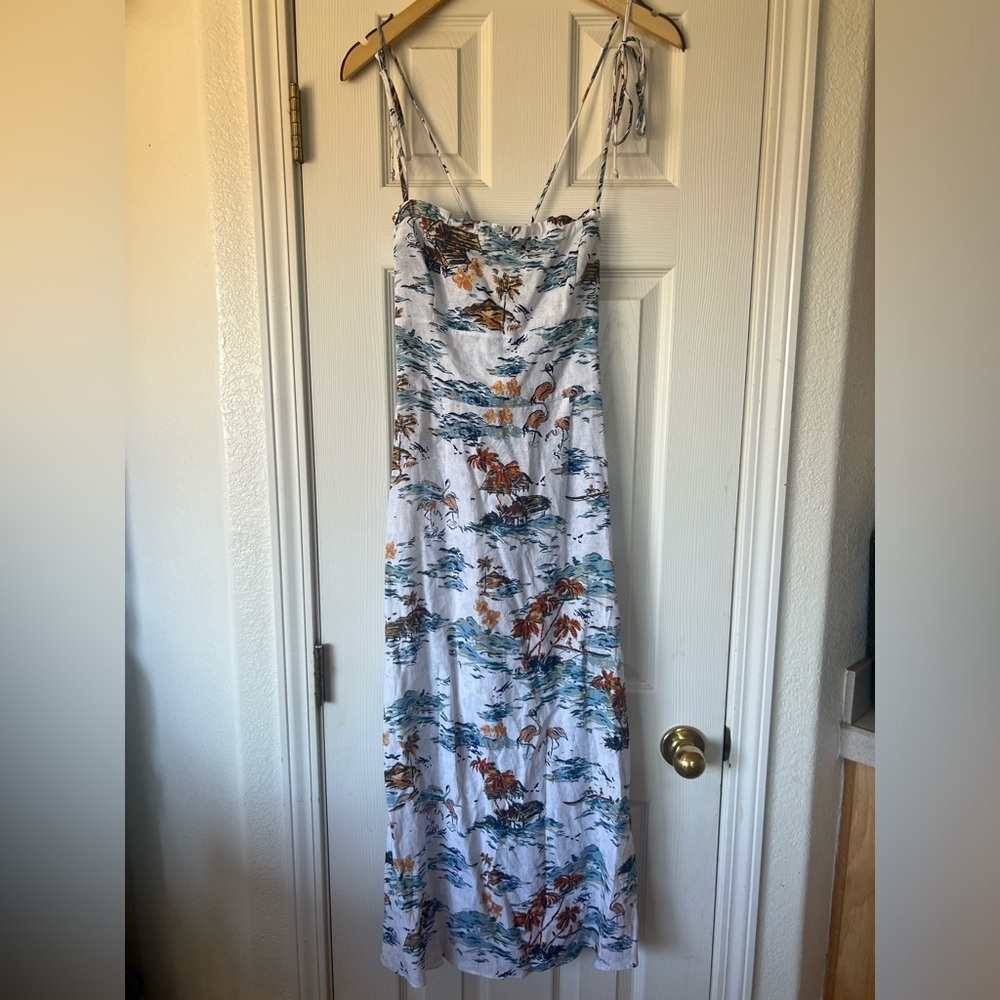 Free People Beach Party Dress, Tropical Linen Vacation Size 6 - Picture 10 of 16